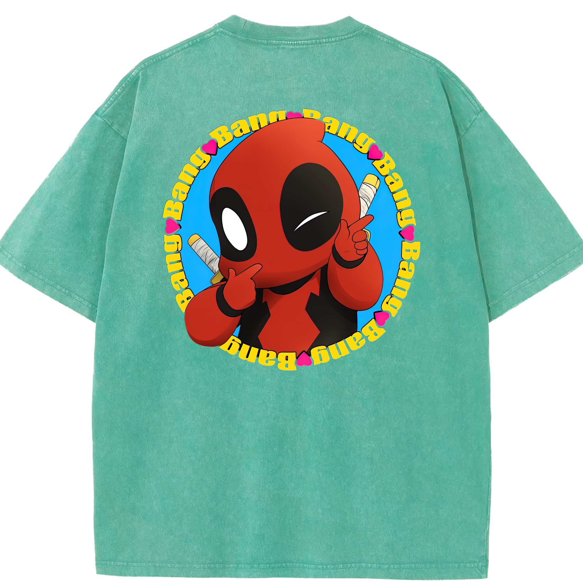 （画像用） Deadpool デッドプール 綿100% ヴィンテージ風 半袖Tシャツ（背面プリント）